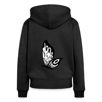 schmetterling - Frauen Premium Bio Zip Hoodie - Schwarz - Hinten - Julia (174cm)