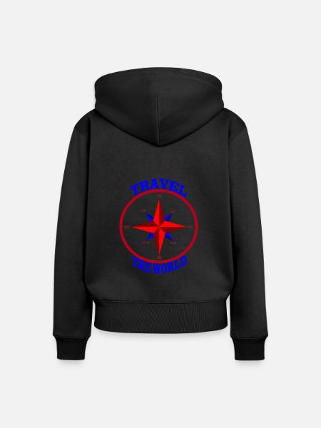 Travel - Frauen Premium Bio Zip Hoodie - Schwarz