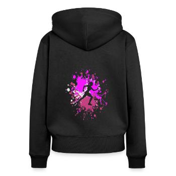 Athletics Marathon Woman Color Splash - Frauen Premium Bio Zip Hoodie - Schwarz - Hinten - Julia (174cm)