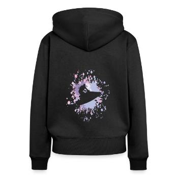 Motomarine Color Splash - Sweat à capuche zippé Premium bio Femme - noir - Dos - Julia (174cm)