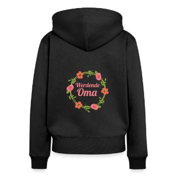 Werdende Oma Großmutter Geschenk - Frauen Premium Bio Zip Hoodie - Schwarz - Hinten - Julia (174cm)