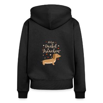 stolzes Dackel Frauchen Hund Geschenk - Frauen Premium Bio Zip Hoodie - Schwarz - Hinten - Julia (174cm)