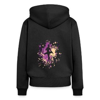 Éclaboussure de couleur de ballerine de danse - Sweat à capuche zippé Premium bio Femme - noir - Dos - Julia (174cm)