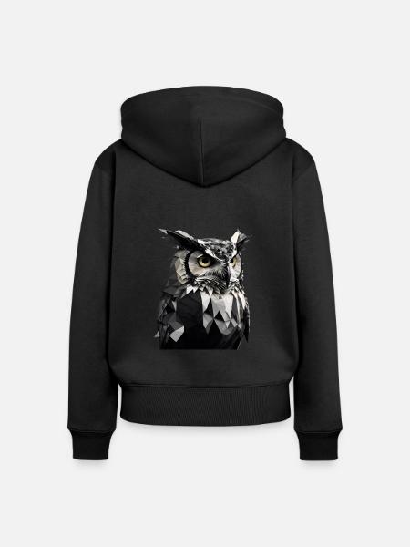 OWL - Frauen Premium Bio Zip Hoodie - Schwarz