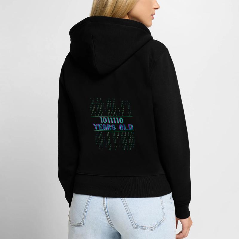 94e anniversaire 94 ans codeur de code binaire Sweat à capuche zippé Premium bio Femme