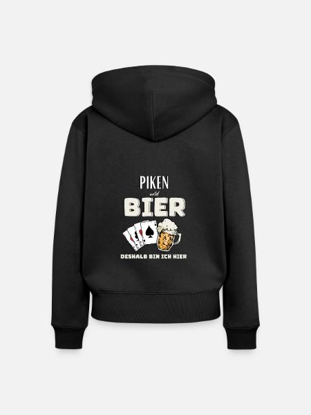 Piken und Bier - Frauen Premium Bio Zip Hoodie - Schwarz