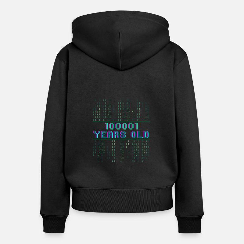 33rd birthday 33 years old Binary Code Computer Science - Women's Premium Organic Zip Hoodie - black