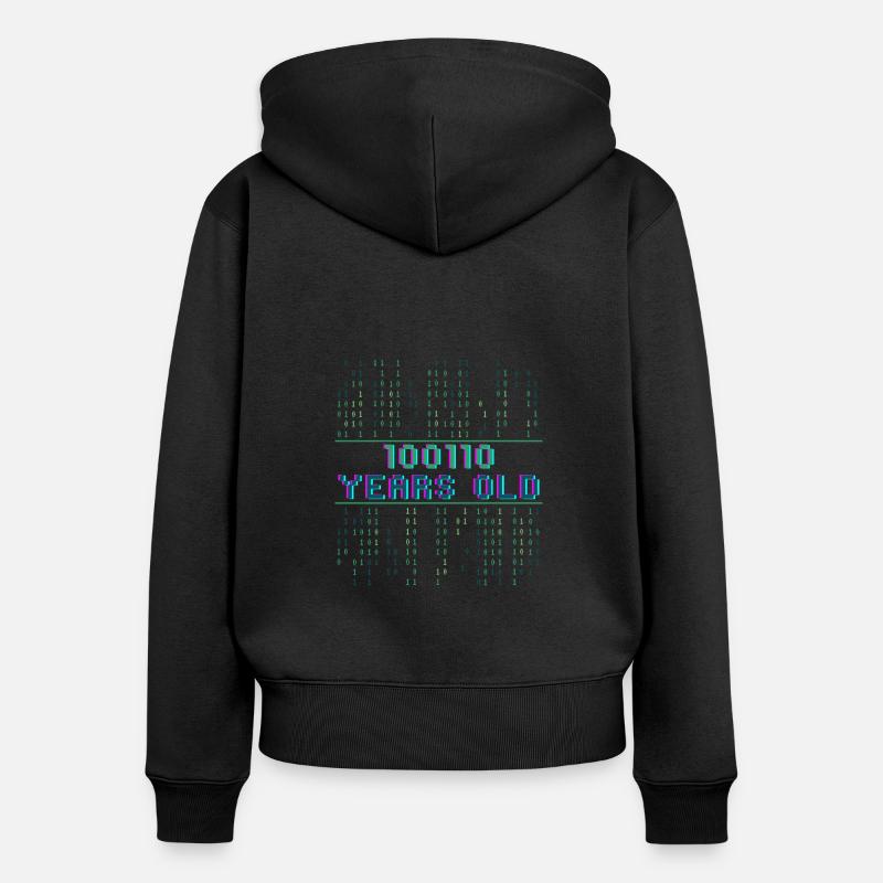 38th Birthday 38 years old Binary Code Coder - Women's Premium Organic Zip Hoodie - black