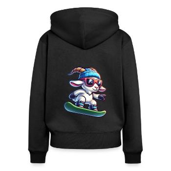 Funny Goat Snowboard Aventure D’hiver - Sweat à capuche zippé Premium bio Femme - noir - Dos - Julia (174cm)