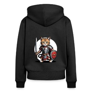 Cat Römischer Krieger Katze Geschenk - Frauen Premium Bio Zip Hoodie - Schwarz - Hinten - Julia (174cm)