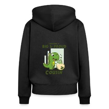 Je deviens un grand cousin - Sweat à capuche zippé Premium bio Femme - noir - Dos - Julia (174cm)