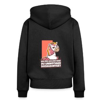 Anime Slap - Hau Ab Unnötiger Sozialkontakt - Frauen Premium Bio Zip Hoodie - Schwarz - Hinten - Julia (174cm)