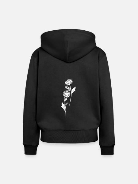 Wildblumen - Frauen Premium Bio Zip Hoodie - Schwarz