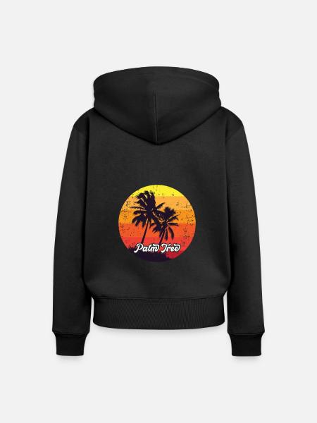 Palmen - Frauen Premium Bio Zip Hoodie - Schwarz