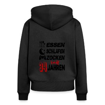 Geburtstag 34 Zocken Spielen Gaming Schlafen - Frauen Premium Bio Zip Hoodie - Schwarz - Hinten - Julia (174cm)