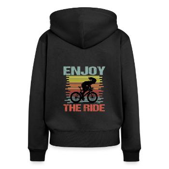 Riding a bike Woman Enjoy the Ride - Women's Premium Organic Zip Hoodie - black - Back - Julia (174cm)