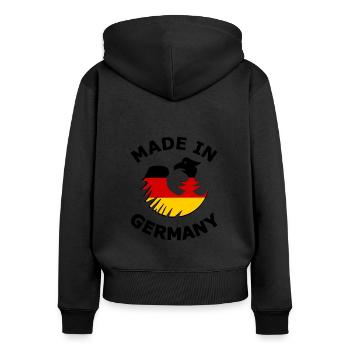 Original from Germany - Women's Premium Organic Zip Hoodie - black - Back - Julia (174cm)