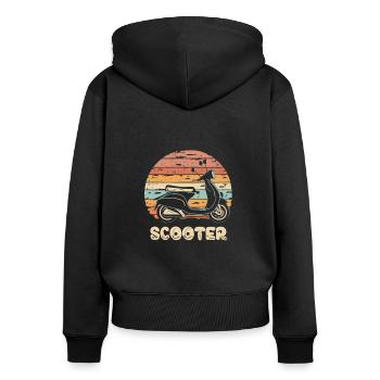 Scooter Motorroller Mofa Moped Roller - Frauen Premium Bio Zip Hoodie - Schwarz - Hinten - Julia (174cm)