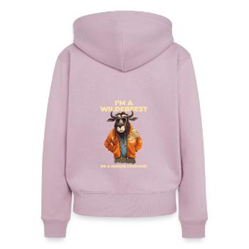 Je suis un gnou drôle de costume d’Halloween gnou - Sweat à capuche zippé Premium bio Femme - rose poudré - Dos - Julia (174cm)