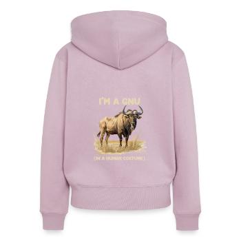 Je suis un gnou drôle de costume d’Halloween gnou - Sweat à capuche zippé Premium bio Femme - rose poudré - Dos - Julia (174cm)