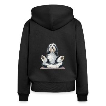 Inhale, Exhale - Pug, Yoga, Exercise, Dog Sports - Women's Premium Organic Zip Hoodie - black - Back - Julia (174cm)