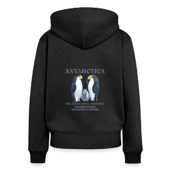 Antarctique - Le continent international - Sweat à capuche zippé Premium bio Femme - noir - Dos - Julia (174cm)