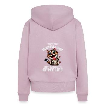 Being Normal Was Yesterday Funny Cat Saying - Women's Premium Organic Zip Hoodie - dusky pink - Back - Julia (174cm)