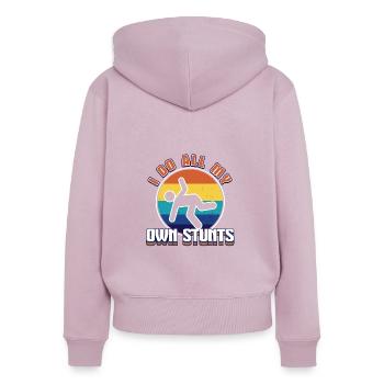 Je fais toutes mes cascades moi-même - drôle - Sweat à capuche zippé Premium bio Femme - rose poudré - Dos - Julia (174cm)