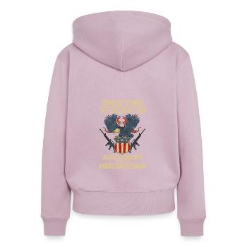 Only Two Die For You - Jesus and Veterans - Women's Premium Organic Zip Hoodie - dusky pink - Back - Julia (174cm)