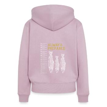 Always Prepared Fischmotiv mit Maßstab für Angler - Frauen Premium Bio Zip Hoodie - Altrosa - Hinten - Julia (174cm)