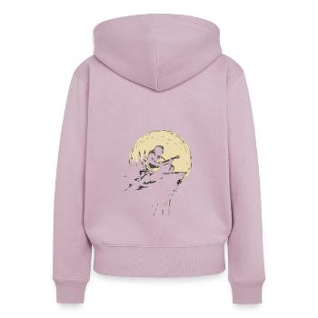 Guitariste au clair de lune sur des rochers - Sweat à capuche zippé Premium bio Femme - rose poudré - Dos - Julia (174cm)