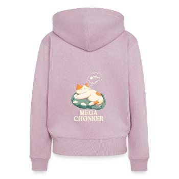 Mega Chonker Cat Pensée Poisson Bulle - Sweat à capuche zippé Premium bio Femme - rose poudré - Dos - Julia (174cm)