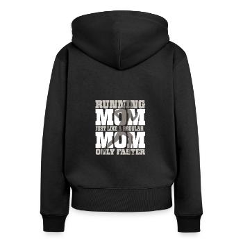 Courir maman comme une maman ordinaire seulement plus vite - Sweat à capuche zippé Premium bio Femme - noir - Dos - Julia (174cm)