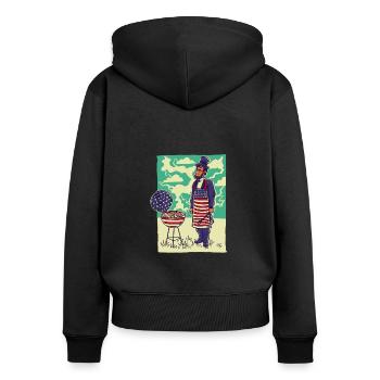 Grill Master USA Flag Abraham Lincoln Barbeque - Women's Premium Organic Zip Hoodie - black - Back - Julia (174cm)
