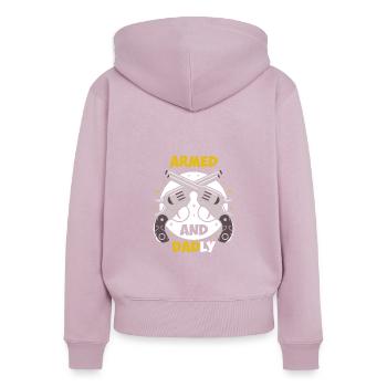 Bewaffnet und väterlich Lustige väterliche Väter - Frauen Premium Bio Zip Hoodie - Altrosa - Hinten - Julia (174cm)