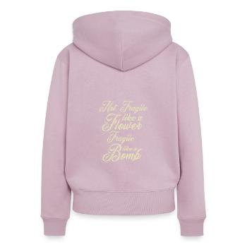 Nicht zerbrechlich wie eine Blume, sondern eine - Frauen Premium Bio Zip Hoodie - Altrosa - Hinten - Julia (174cm)