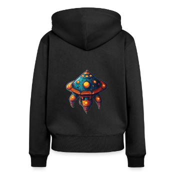 Imaginative Spaceship Flying Saucer - Women's Premium Organic Zip Hoodie - black - Back - Julia (174cm)