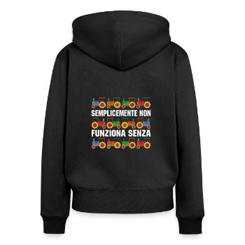 Es geht nicht ohne Traktor - Frauen Premium Bio Zip Hoodie - Schwarz - Hinten - Julia (174cm)