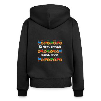 Es geht einfach nicht ohne Traktor - Frauen Premium Bio Zip Hoodie - Schwarz - Hinten - Julia (174cm)