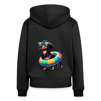Dachshund Hunting Dog with Dogs Summer and Beach Dog - Women's Premium Organic Zip Hoodie - black - Back - Julia (174cm)