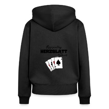 Herzblatt Offizielles Shirt - Frauen Premium Bio Zip Hoodie - Schwarz - Hinten - Julia (174cm)
