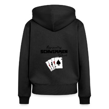 Maillot de Natation Officiel - Sweat à capuche zippé Premium bio Femme - noir - Dos - Julia (174cm)