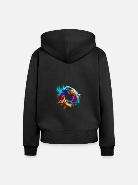 Bunte Staubwolken-Explosion - Frauen Premium Bio Zip Hoodie - Schwarz