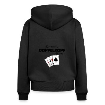 Doppelkopf Chemise Officielle - Sweat à capuche zippé Premium bio Femme - noir - Dos - Julia (174cm)