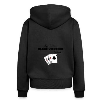 Blaue Vierzehn Offizielles Shirt - Frauen Premium Bio Zip Hoodie - Schwarz - Hinten - Julia (174cm)