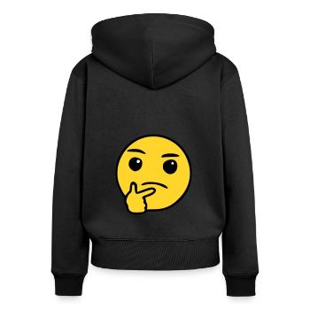 Emoji nachdenken Skizze Farbe - Frauen Premium Bio Zip Hoodie - Schwarz - Hinten - Julia (174cm)
