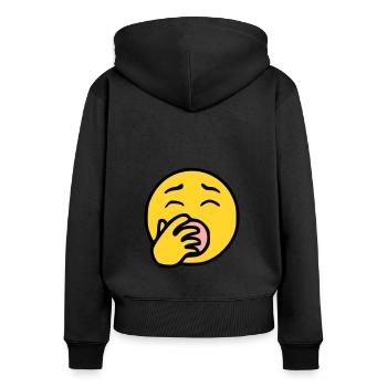 Emoji Tired Sketch Couleur - Sweat à capuche zippé Premium bio Femme - noir - Dos - Julia (174cm)