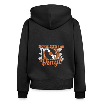 Sonne mieux sur les amateurs de musique rétro vinyle - Sweat à capuche zippé Premium bio Femme - noir - Dos - Julia (174cm)