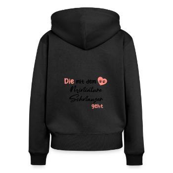Die mit dem Miniature Schnauzer geht - Hund Hundel - Frauen Premium Bio Zip Hoodie - Schwarz - Hinten - Julia (174cm)