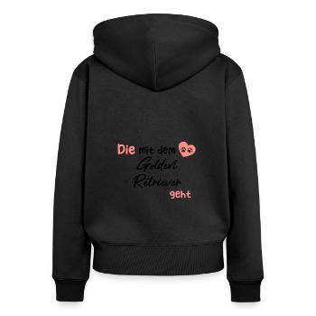 Die mit dem Golden Retriever geht - Hund Hundelieb - Frauen Premium Bio Zip Hoodie - Schwarz - Hinten - Julia (174cm)